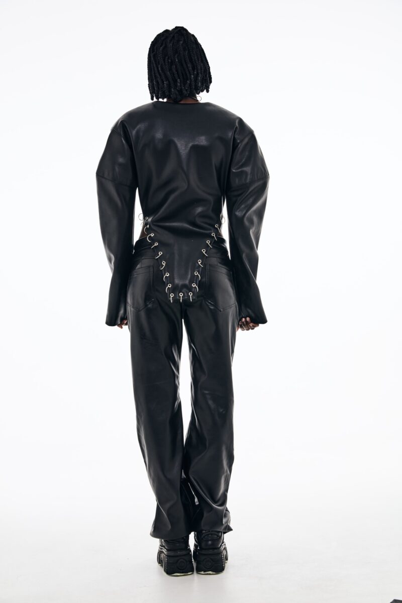 Loose Fit Leather Pants - Image 3