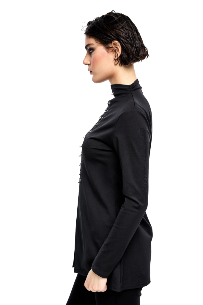 Pierced Noir Long-Sleeve Top