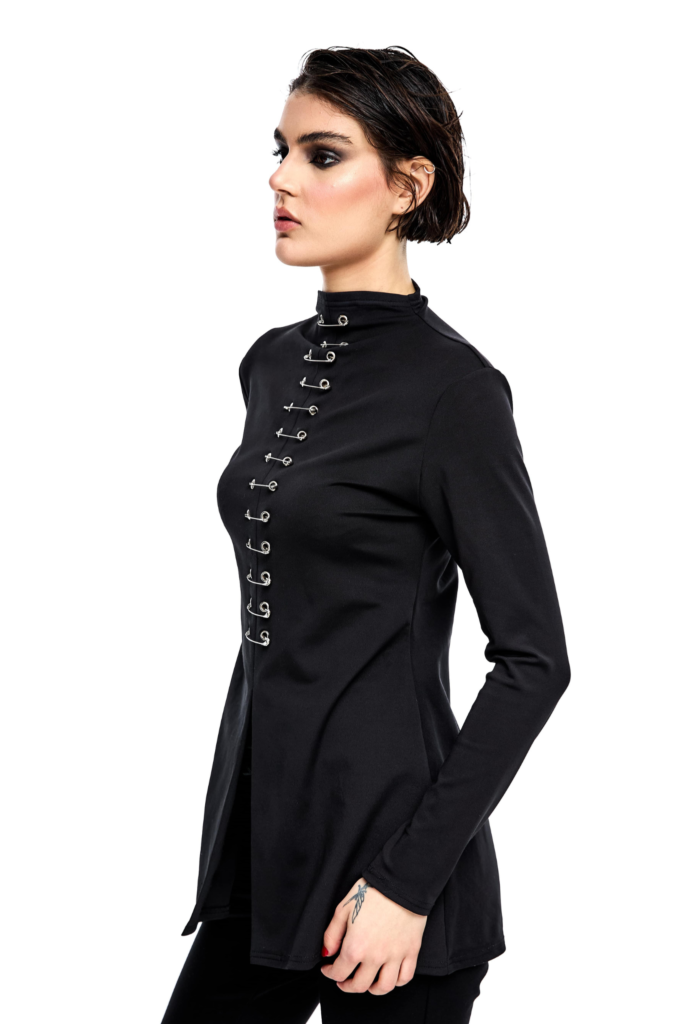 Pierced Noir Long-Sleeve Top