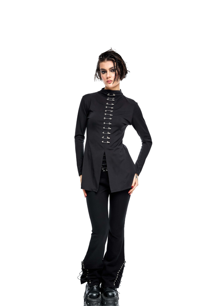 Pierced Noir Long-Sleeve Top