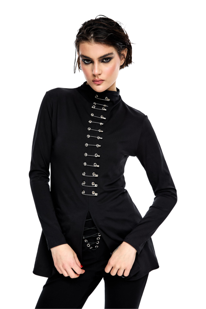 Pierced Noir Long-Sleeve Top