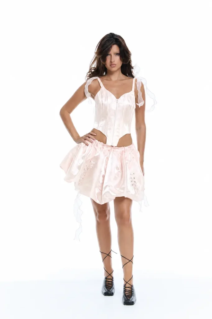 Obsidian Corset Part Of Set in Pink-Ivory